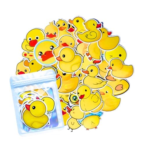 Image of HNTR® Yellow Rubber Duck Stickers | 50 Fun Stickers | Duck Gift for Tablets, Laptops & Scrapbooks