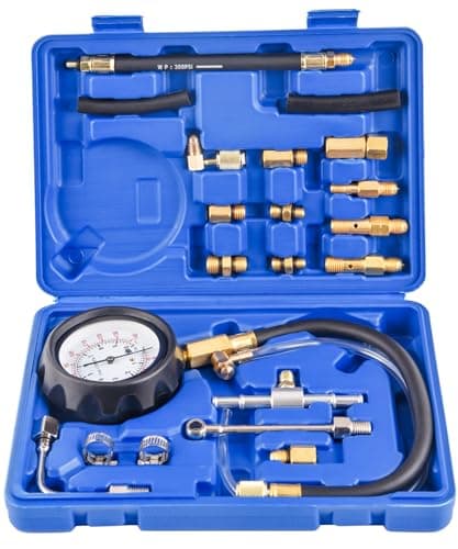 Image of DHA Professional Fuel Pressure Tester Kit, 0-140 PSI Fuel Injection Pump Gauge for Petrol & Diesel Engines, Fuel Rail Pressure Tester for Car Truck Van Motorcycle, 20-Piece Engine Diagnostic Tool Set