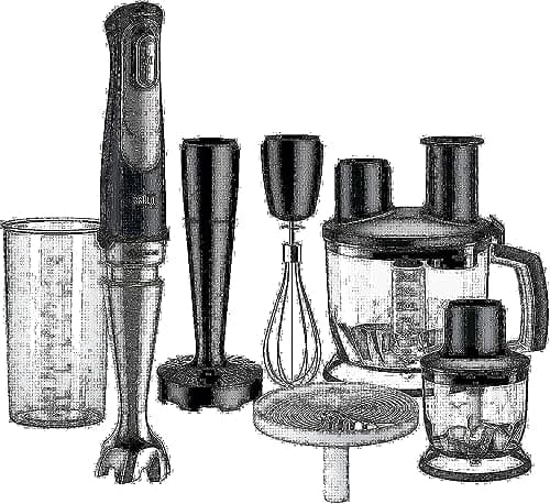 Image of Braun Multiquick 9 MQ 9087X hand blender - with ActiveBlade technology, blender, crusher & food processor, 1000 W, incl. 5-piece accessory set, Black / Silver