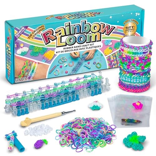Image of Rainbow Loom Original Loom Band Kit | Rubber Band Bracelet Kit with Loom Band Board, Loom Band Tool, and Elastic Bands Childrens Jewellery Making Kits Make Great Gifts for Kids Age 7+