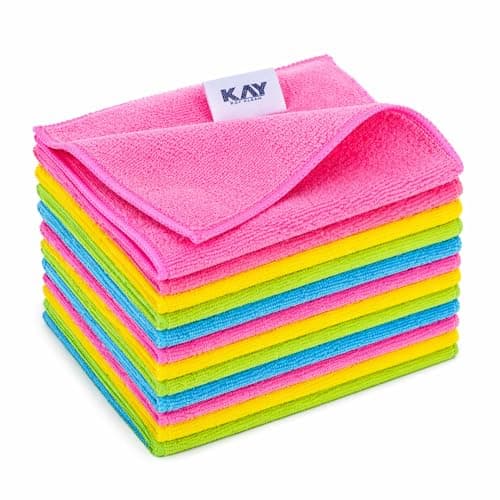 Image of KAV Microfibre Cleaning Cloths - 4PC Ultra Absorbent, Lint-Free, Reusable Towels for Kitchen, Car & Glass - Super Soft, Streak-Free, Machine Washable Microfiber Duster - (32x32cm / 12.6"x12.6")