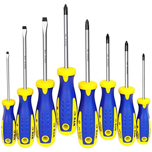 Image of S&R Screwdriver Set 8-Piece with Power Handles - SL-PH-PZ, Professional Quality for Workshop and Assembly