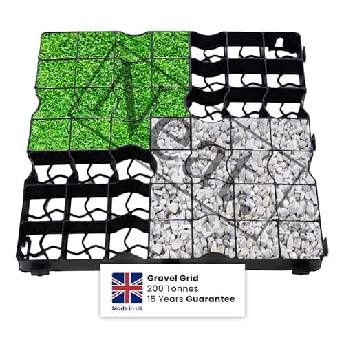 Image of Plastic Shed Base Grid 12 (3m²) - Durable Driveway Mats for Lawn & Garden Path, Grass Grid Protection Mesh, Gravel Stabiliser Grids, Plastic Grass Mats, Garden Grid Paver for Greenhouse, Deck, Turf