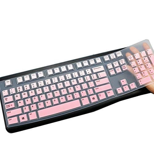 Image of MUBUY Keyboard Cover Skin Protector for Logitech MK120 K120 Wired Keyboard, Protective Skin US Layout - Gradual Pink