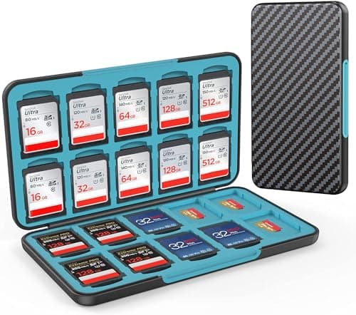 Image of HEIYING Memory Card Case for SD/TF Cards,Portable SD Card Holder Storage Case Compatible with 20 SDXC SDHC and 20 TF Cards Slots