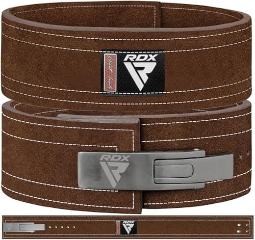 Image of RDX Powerlifting Belt for Weight Lifting, Approved by IPL and USPA, Lever Buckle Gym Training Leather Belt 10mm Thick 4 inches Lumbar Back Support Men Women Bodybuilding Deadlifts