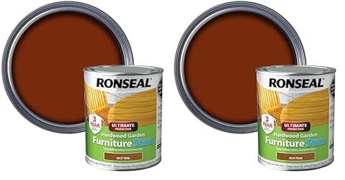 Image of Ronseal HWFSRT50 Hardwood Furniture Stain Rich Teak 750 ml (Pack of 2)