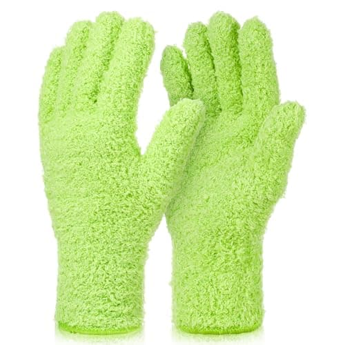 Image of Abeillo Reusable Microfiber Plant Dusting Gloves Washable Plant Dusting Gloves Leaf Cleaning Gloves for House Kitchen Plants (Green)