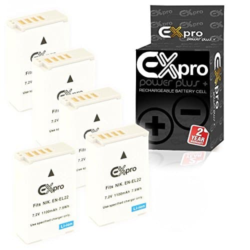 Image of Ex-Pro EN-EL22, ENEL22 1100mAh High Rated Power Plus+ Lithium Li-on Digital Camera Battery for Nikon 1 J4, 1 S2 - [5 Pack]