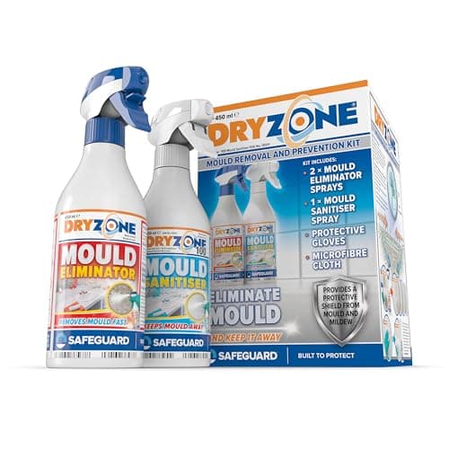 Image of Dryzone Mould Remover and Prevention Kit (3 x 450ml spray) – The definitive long-term solution to Mould. Dual-Action Mould Remover & Sanitiser Spray.