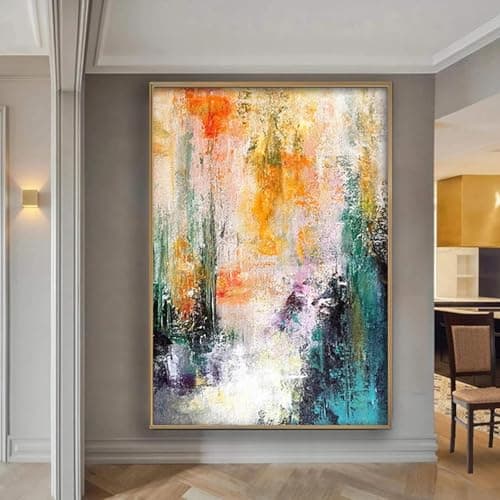 Image of Prints on Canvas Colourful Abstract Painting Wall Art Living Room Decoration Paintings Colourful Painting Home Decor 70x100CM Frameless
