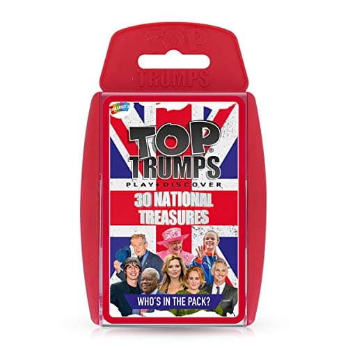 Image of Top Trumps National Treasures Classic Card Game, play with Julia Donaldson, J.K Rowling, Adele and Sir David Attenborough, gift for boys and girls aged 6 plus