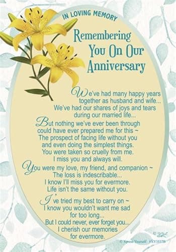 Image of Loving Memory Graveside Memorial Card - On Our Wedding Anniversary 6.25x4.25