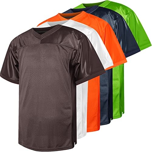 Image of Blank Football Jersey,90s Hip Hop Sports Mesh Practice Plain Football Shirt, Brown, Medium