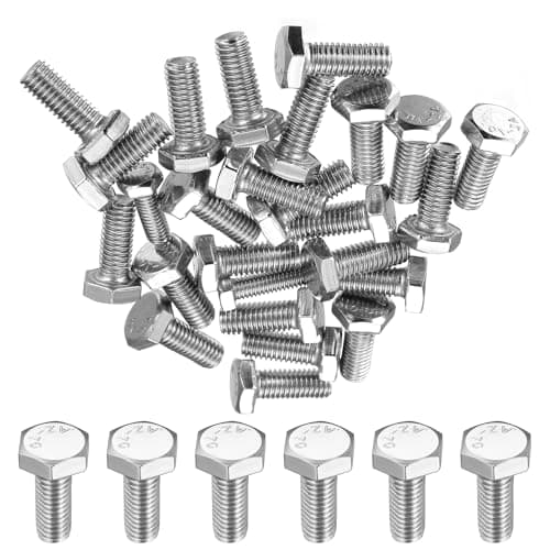 Image of XxinXrong Pack of 50 Hexagon Screws M8 x 20 mm, Hexagonal Screws Machine Screws, Hex Head Thread Screws Set, Fully Threaded Bolts for Metal Construction, Automotive Machines, DIY