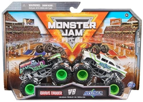 Image of Monster Jam - Original Monster Jam Pack of Two with Authentic Monster Trucks in Scale 1:64, Crass Stunt Action from 3 Years (Assorted Designs, Random)