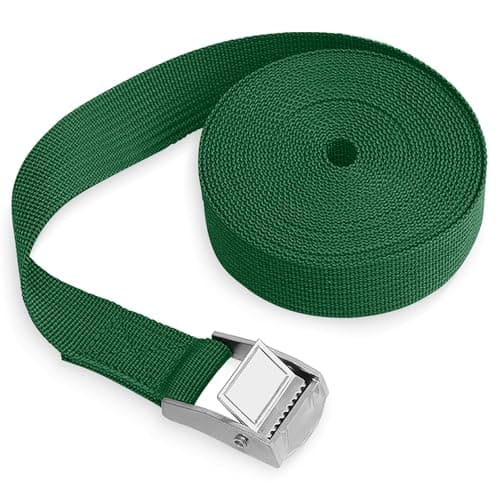 Image of WedDecor Adjustable Cargo Tie Down Cam Buckle Straps For Heavy Duty Tensioning With Quick Release Ratchet For Motorcycle, Cargo, Truck, Trailers, And Luggage, 1m x 25mm, Green