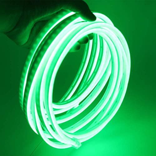 Image of GQL 12V Neon LED Strip Lights, SMD 2835 120leds/m Rope Ribbon (6x12mm) for Indoor Decor Outsize Commercial Decking (3m (with Power Supply), Green)