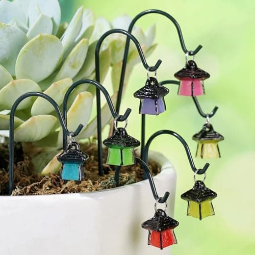 Image of 7Pcs Glow-in-the-Dark Mini Lanterns, Colorful Resin Bonsai Ornaments, Miniature Street Lamp, Micro Landscape Plant Decor for Bonsai Succulent Terrarium, DIY Outdoor and Garden Ornaments