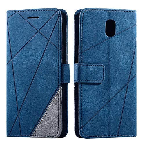 Image of SONWO Case for Galaxy J5 2017 Case, Premium Leather Flip Wallet Case Magnetic Closure Card Slots Kickstand Phone Case for Samsung Galaxy J5 2017, Blue