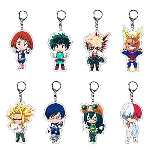 Image of Renmuq 8 Pcs Set My Hero Academia Keychain, Cute Anime Midoriya Izuku & Todoroki Shouto Cartoon Mini Keychains for Car, Bike, Bag, Backpack, Cosplay & Gifts