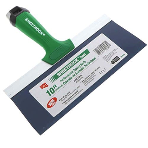 Image of USG Sheetrock Pro Drywall Taping Knife, Blue Steel w/Soft Grip Handle & Hammer End (10-Inch Blade)