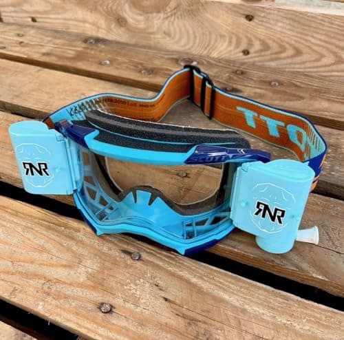 Image of Goggle-Shop Blue Scott Fury Roll-Off Motocross Enduro Goggles Custom with Rip N Roll 48mm WVS - Blue Canisters | Adult