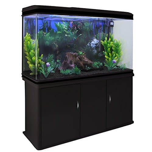 Image of Complete Aquarium Fish Tank Starter Kit with Cabinet – Black Tropical Fish Tank Set with Filtration System, LED Light & Black Gravel for Home or Office Bundle