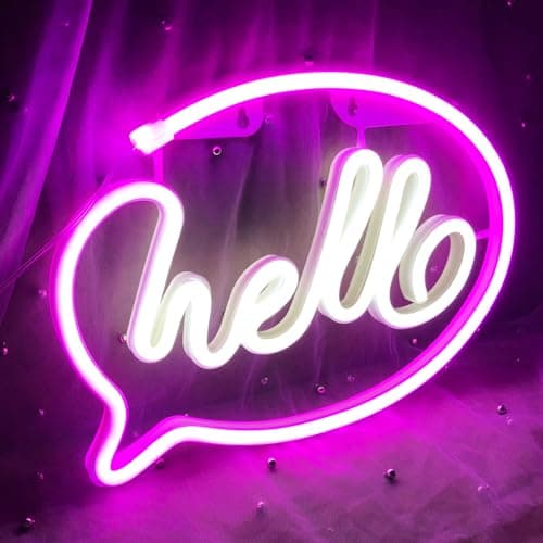 Image of HELLO Pink+White Neon Logo USB Or Battery Neon Wall Decoration LED Neon Logo Energy-Saving And Stable Night Light Christmas Party Wedding Children's Room