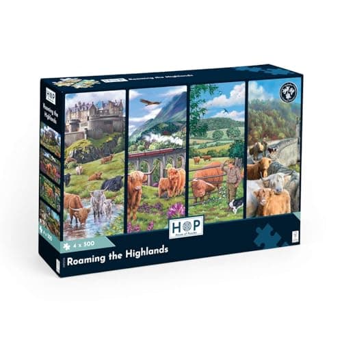 Image of The House of Puzzles Roaming The Highlands - 4 x 500 Piece | Jigsaw Puzzle Multipack | Jigsaws for Adults with a Scottish Landscape Theme | Brain Challenges & Relaxing Activities | Gifts for Puzzlers