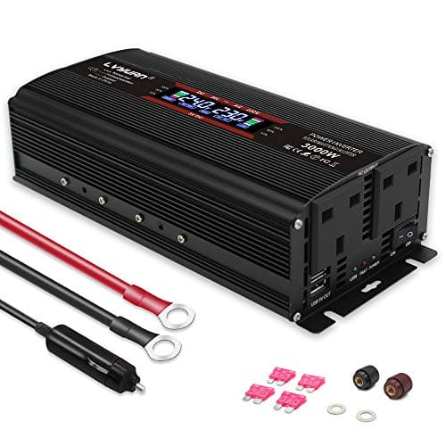 Image of Cantonape 24V 1500W Modified Sine Wave Power Inverter, 24V to AC 230v 240v voltage converter with LCD +2UK socket & Dual USB