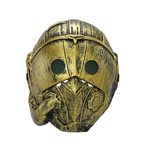 Image of Halloween Mask Steampunk Cyborg Gold Costume Adult Outfit Scary Spooky Horror Party Face Fancy Dress Cosplay For Men Women (HM3)