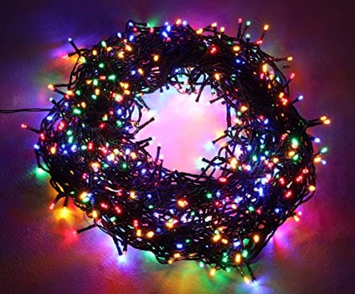 Image of Christmas Concepts® 600 Multi Coloured Super Bright LED 8 Multi Function Energy Saving Indoor/Outdoor Long Lasting Christmas Fairy String Lights Energy Class A+++