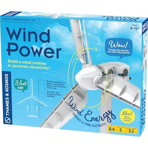 Image of Thames & Kosmos Wind Power V5 STEM Kit | Build a Realistic Wind Turbine to Generate Electricity | Ages 8+ | Renewable Energy Science for Kids & Adults | Hands-On Learning for Home or Classroom