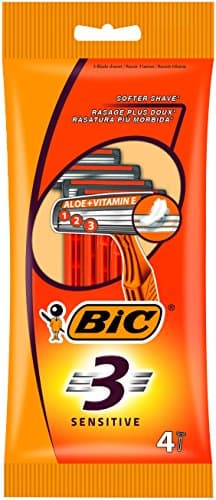Image of Bic 3 Sensitive Men's Razors, 8 Packs of 4 (Total 32) Disposable Razors - with Three Blades for a Close and Precise Shave