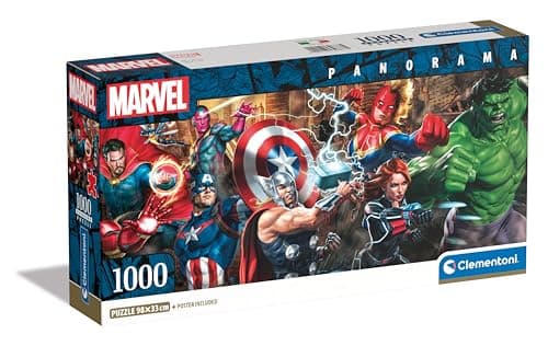 Image of Clementoni Jigsaw Puzzle Marvel The Avengers 1000 Pieces - Poster Included, Puzzle For Adults 14-99 Years, Gift For Men/Women, Marvel, Made In Italy, 39877