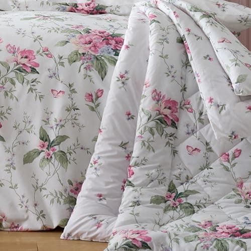 Image of Catherine Lansfield Bridgerton 3.5 Tog Penelope Floral Reversible 200x200cm Eiderdown Bedspread Cream