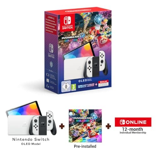 Image of Nintendo Switch OLED (White) + Mario Kart 8 Deluxe + 12 Months NSO