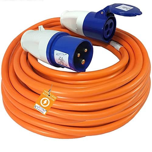 Image of Xtremeauto 25M Extension Lead Cable - Heavy Duty, 240V 16amp Camping Caravan Hook Up Cable Orange High Vis Orange Mains Power - Perfect For Campervan & Motorhome (25M)