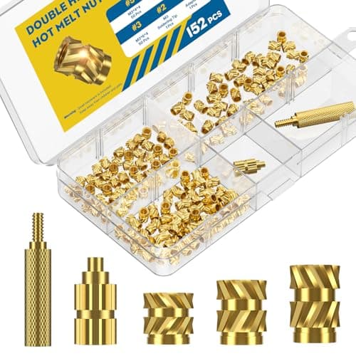 Image of Uniclife 152 Pcs Threaded Inserts for Plastic, 3 Sizes of M3 Heat Set Inserts with Soldering Tip & Adapter, Brass Heat Inserts, Metric Knurled Nut Inserts Kit for 3D Printing Components