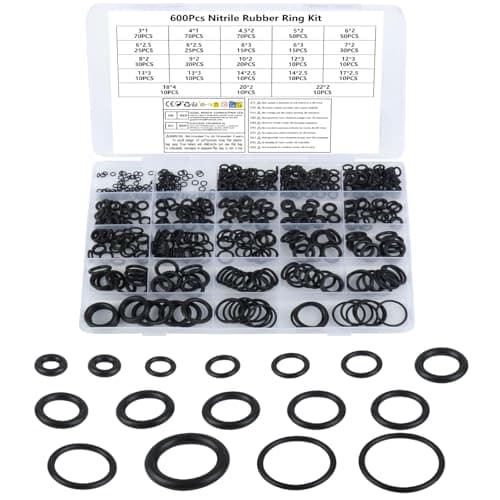 Image of 600 Pcs O Rings Rubber Assorted Seal Kit, Rubber Washers AssortmentRubber O Rings for Mixer Taps, Pressure Tap Washers Gaskets Oring Set for Plumbing Car Auto Air or Gas Sealings(18 Sizes)