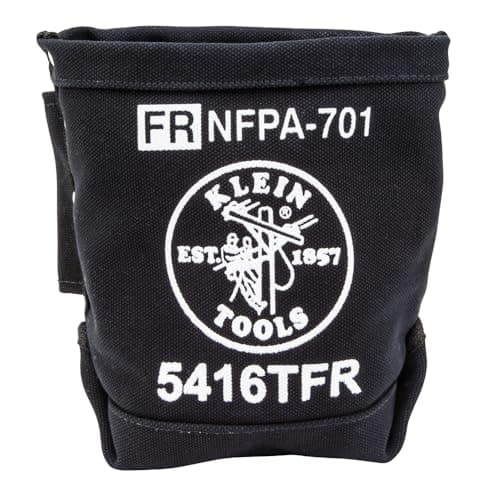 Image of Klein Tools 5416TFR Tool Bag, Flame Resistant Canvas Bag for Bolt Storage with Double Reinforced Bottom and Tunnel Connect, 5 x 10 x 9-Inch