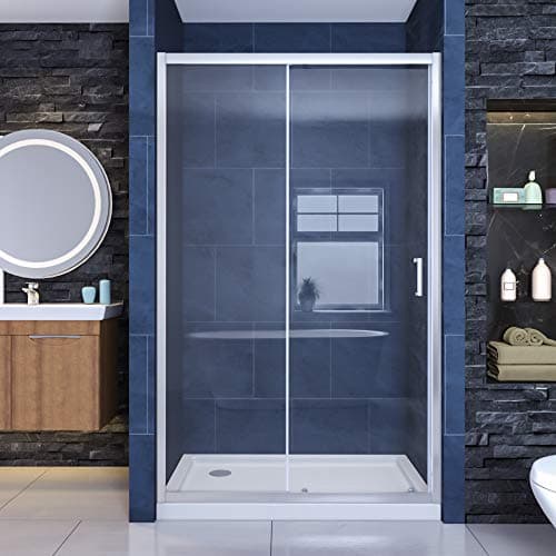 Image of ELEGANT Modern 1200mm Sliding Shower Enclosure Cubicle 6mm Tempered Glass Wetroom Smooth Sliding Shower Screen Panel Cubicle
