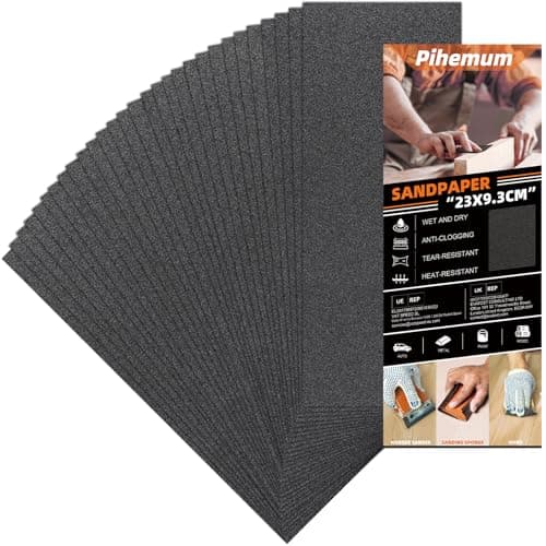 Image of 30 Pcs Sandpaper 180 Grit Wet and Dry Sandpaper Sheets, 9 x 3.6 Inch Sand Paper Pack for Wood Furniture, Walls, Metal, Automotive Polishing & Finishing