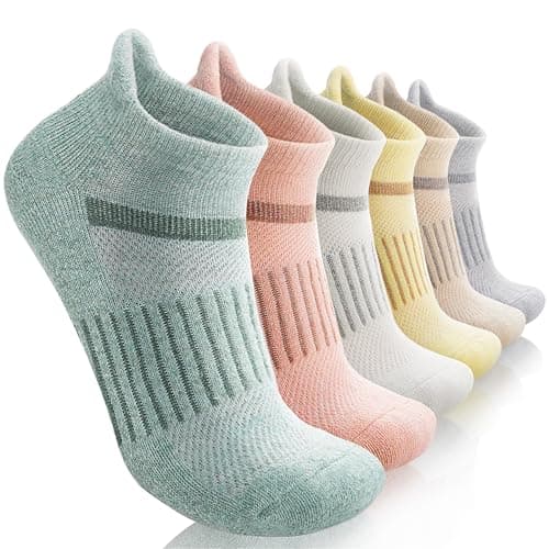 Image of MOSEY KOSY 6 Pairs Merino Wool Women Men Unisex Ankle Running Walking Hiking Work Thermal Winter Warm Socks Compression Support Breathable Thick Cushion Socks(Mixed Light Color,3-7)
