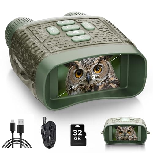 Image of VOOPEAK Night Vision Goggles, 4K Night Vision Binoculars with 5000mAh Rechargeable Battery, 48MP & 10X Zoom, 3'' HD Screen and 400m Viewing Range for Hunting & Security