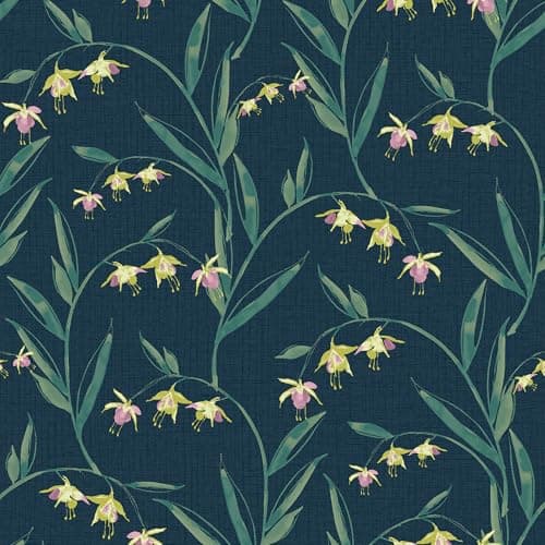 Image of Laura Ashley Fulwell Fuchsia Midnight Seaspray Wallpaper
