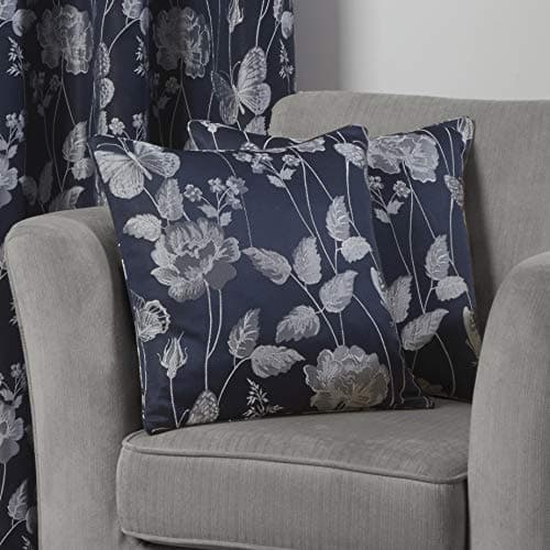 Image of Emma Barclay Butterfly Meadow - Jacquard Cushion Cover in Navy - 17x17 (43x43cm)