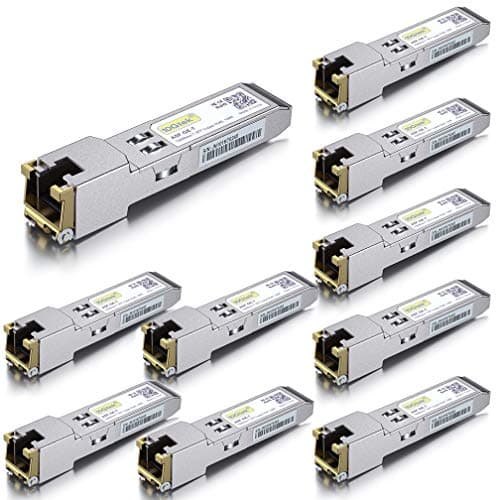 Image of [10 Pack] 1G SFP to RJ45 Mini-Gbic Module 100-meter, 1000Base-T Copper Transceiver Compatible for Cisco GLC-T/SFP-GE-T, Meraki, Ubiquiti UniFi UF-RJ45-1G, Netgear, Zyxel, D-Link, TP-Link and more