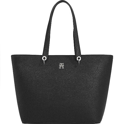 Image of Tommy Hilfiger Women’s Large Emblem Tote Bag, Black (Black), One Size